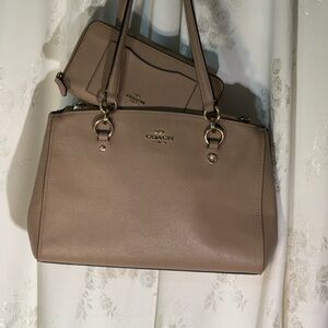 Coach Taupe Leather Tote with Matching Wallet